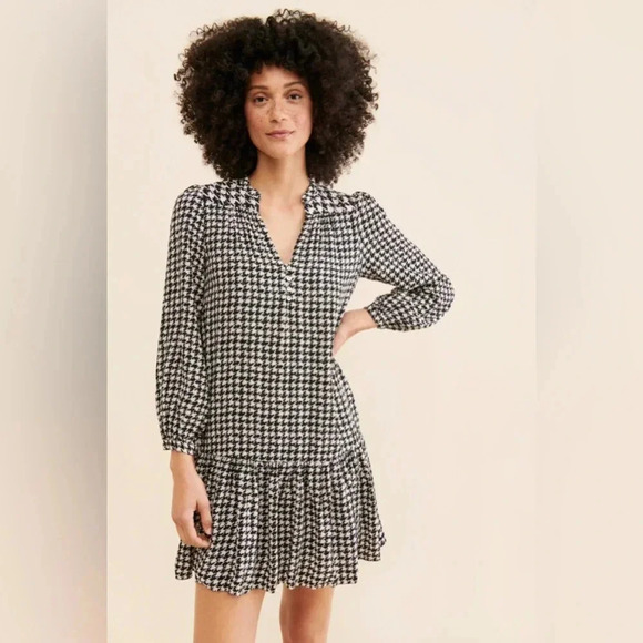 Maeve by Anthropologie Sterling Houndstooth Tunic Dress Black White size Small - Picture 15 of 16